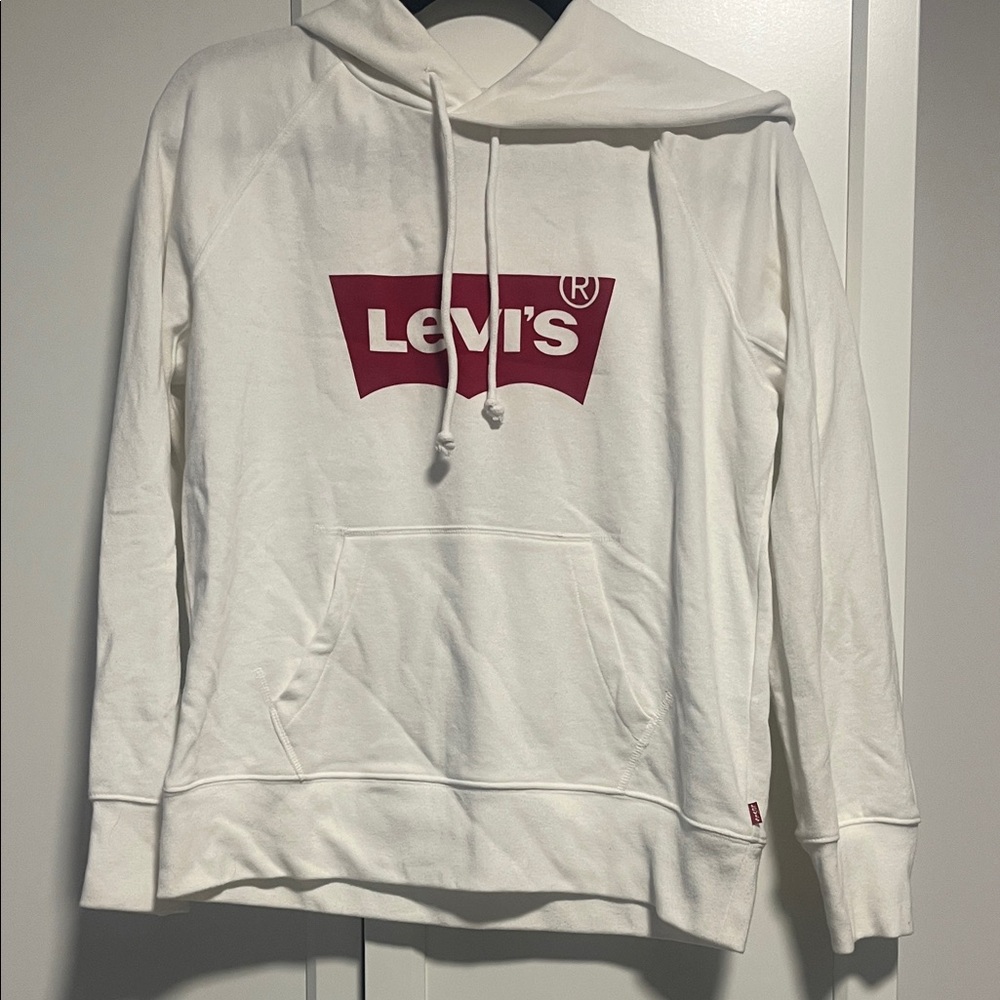 Levi's Cream Hoodie with Red Logo